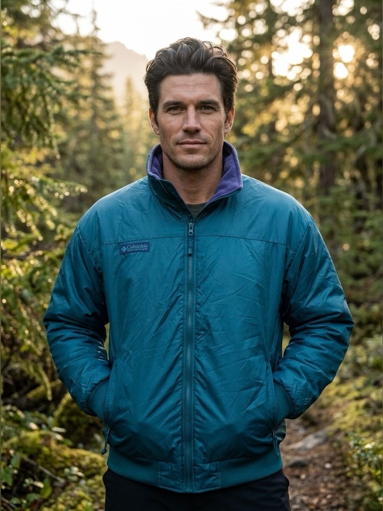 Columbia Other - VTG 90s Columbia Reversible Down Puffer Jacket Men's Small Teal Purple